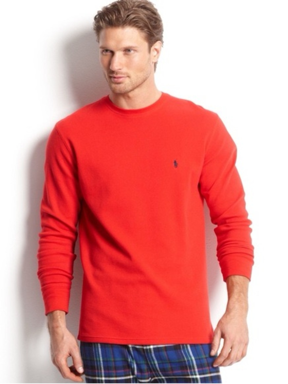 Polo by Ralph Lauren Orange Waffle-Knit Crewneck